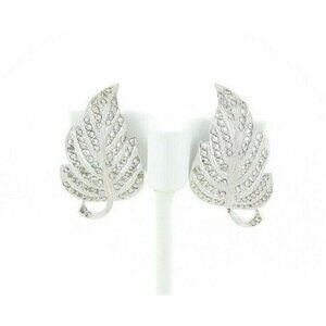 Sterling Silver Marcasite Leaf Clip On Earrings Screw Back